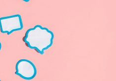 Blue Blank Note In The Shape Of Comic Bubbles On Color Background